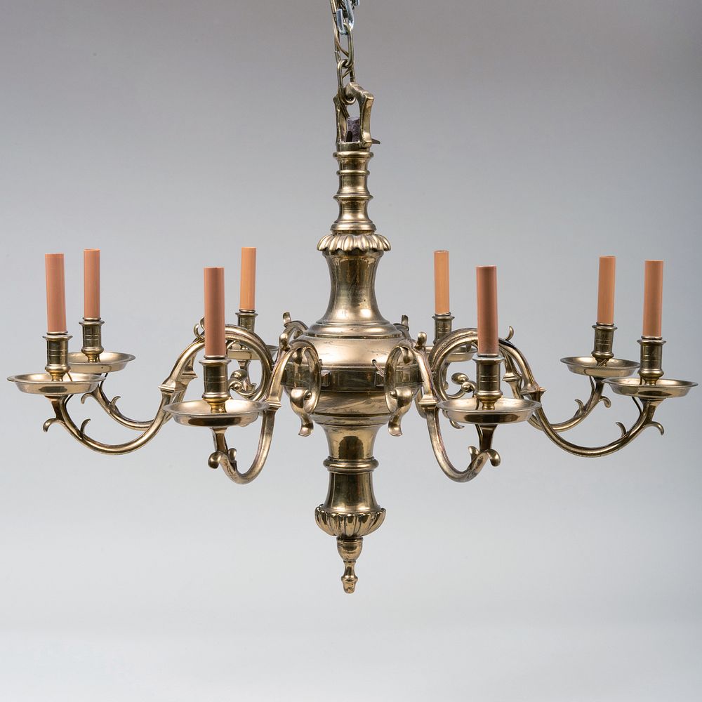 Appraisal: Anglo Dutch Brass Eight-Light Chandelier x in diam Property from