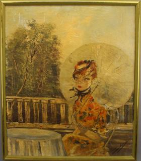 Appraisal: French School Painting of an Elegant Woman Signd French School