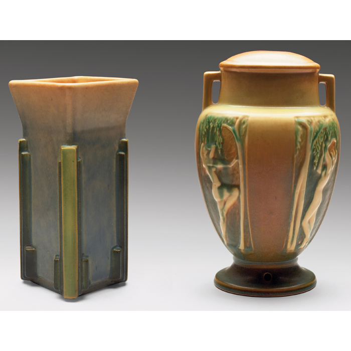 Appraisal: Roseville Futura vase square shape with flaring top and four