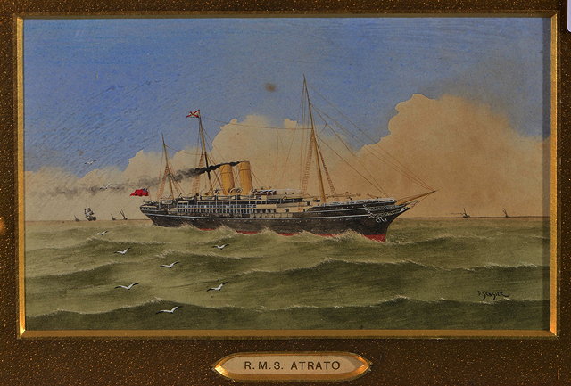 Appraisal: D SENSIERThe Royal Mail steamship 'Atrato' signed watercolour x cm