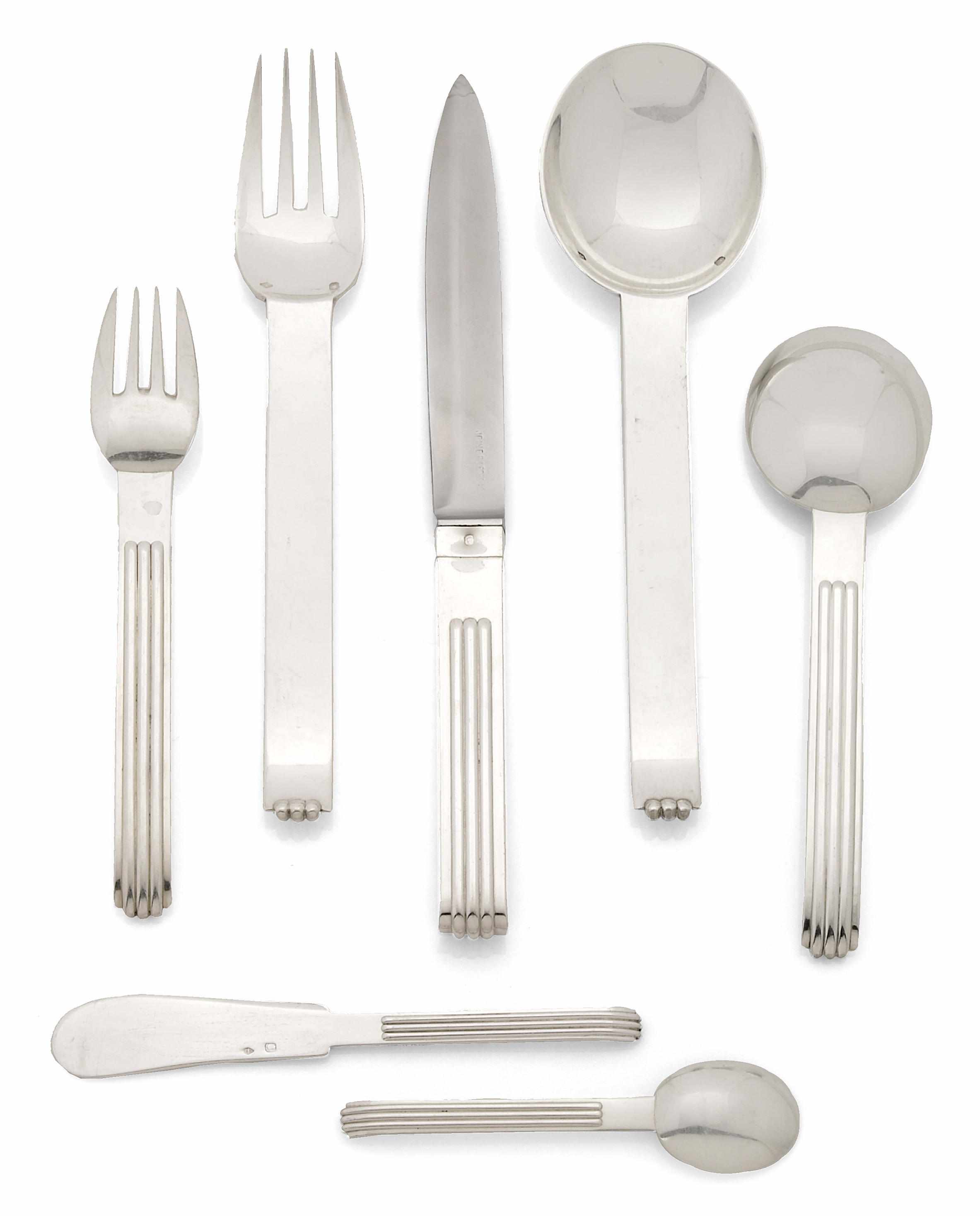 Appraisal: A Jean Emile Puiforcat sterling silver Deauville pattern flatware service