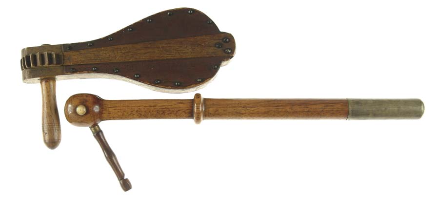 Appraisal: LOT OF BATTLE RATTLES Standard oak paddle type - long