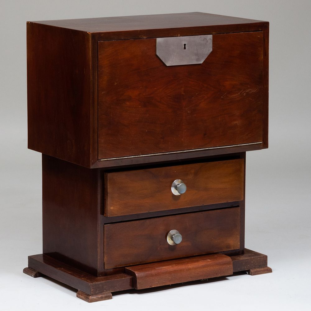 Appraisal: American Art Deco Metal-Mounted Mahogany Drinks Cabinet Fitted with one