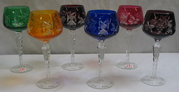 Appraisal: A SET OF SIX BOHEMIAN CUT CRYSTAL WINE GOBLETS The