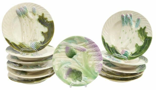 Appraisal: lot of French majolica asparagus plates early th c in