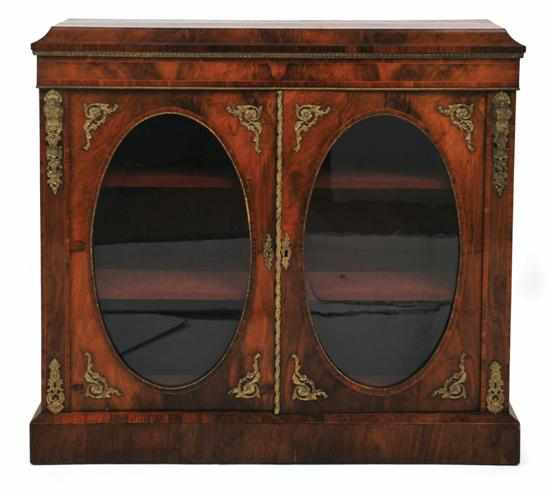 Appraisal: A French gilt metal mounted burr walnut side cabinet The