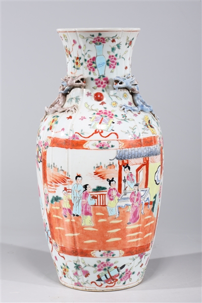 Appraisal: Chinese famille rose enameled porcelain vase with figures and flowers