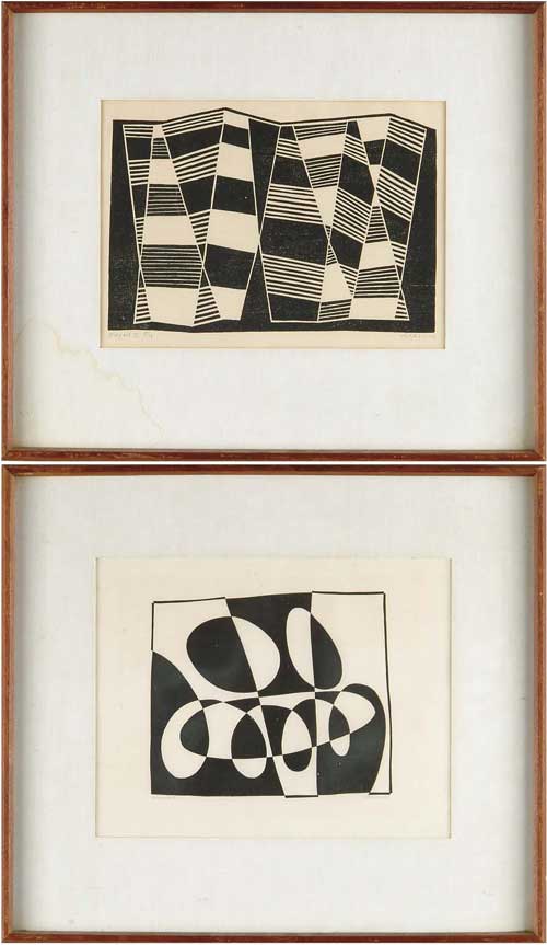 Appraisal: JOSEF ALBERS American - PAIR EDGED II AND AUSSICHT Black