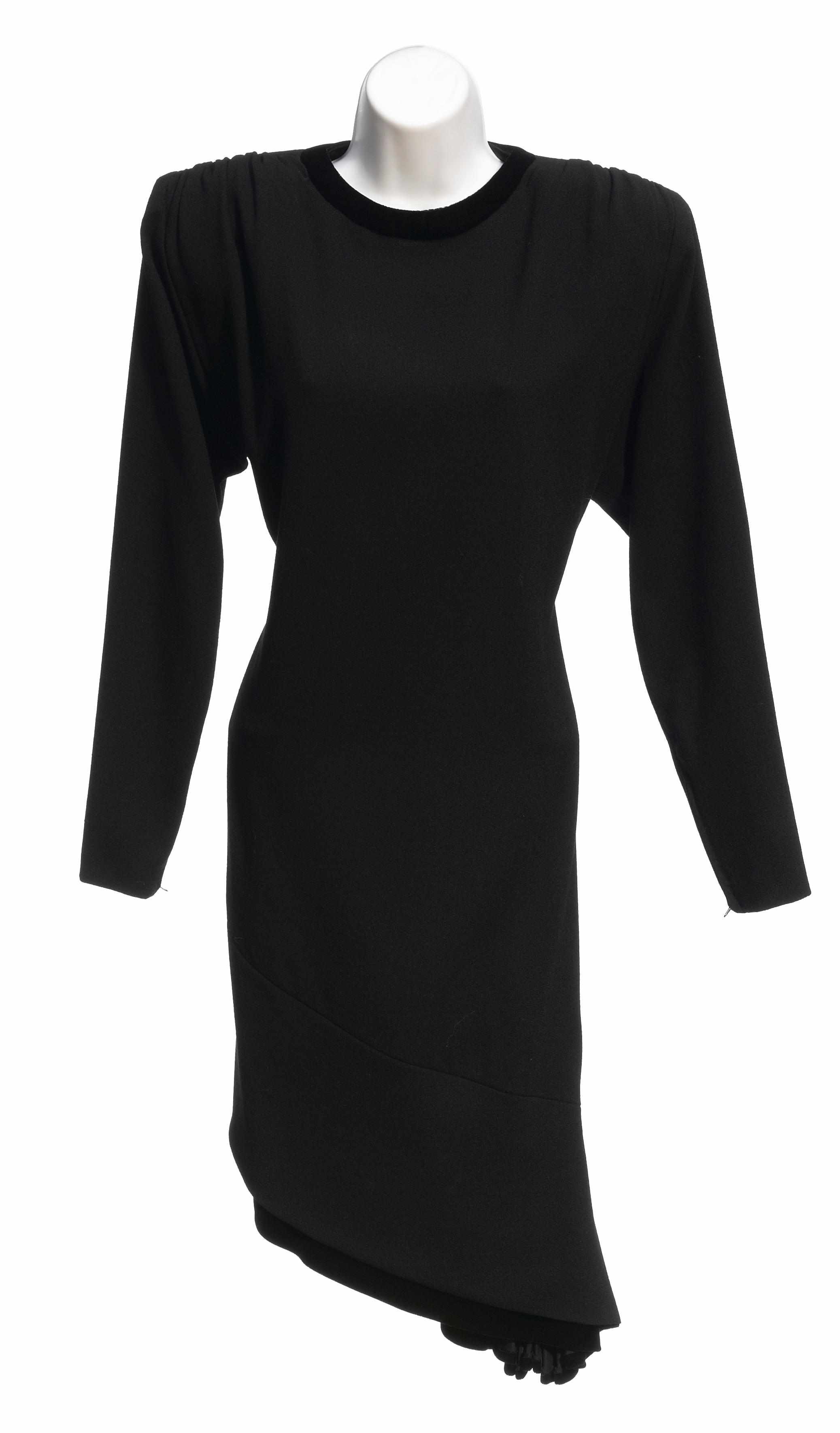 Appraisal: A Galanos black and velvet trim long sleeve and pleated