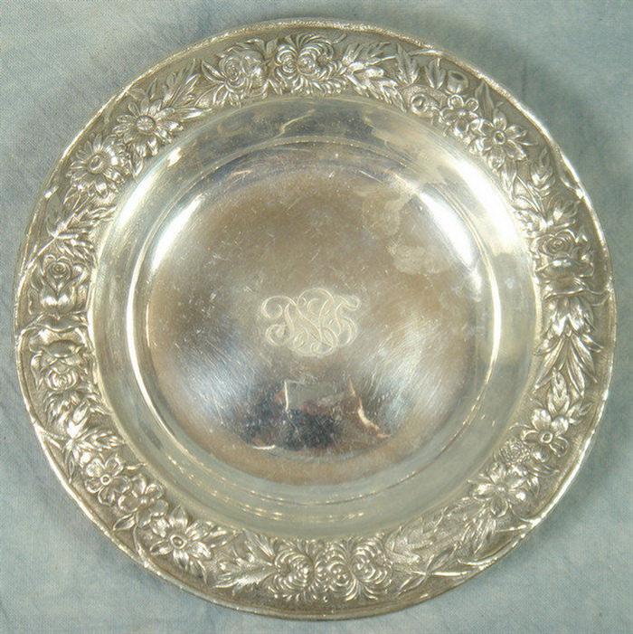 Appraisal: S Kirk Son sterling silver candydish with repousse border mono