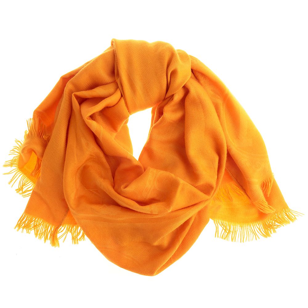 Appraisal: A Hermes New Libris Stole Orange Hermes New Libris cashmere