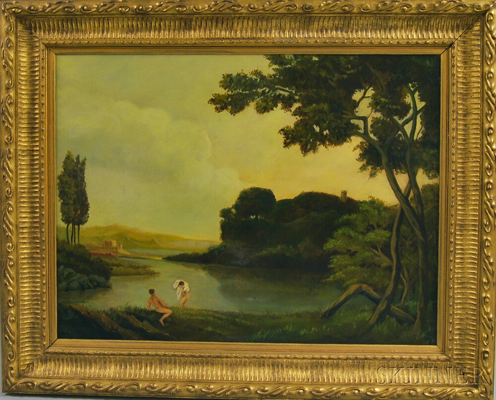 Appraisal: Continental School th th Century Landscape with Nude Bathers Unsigned