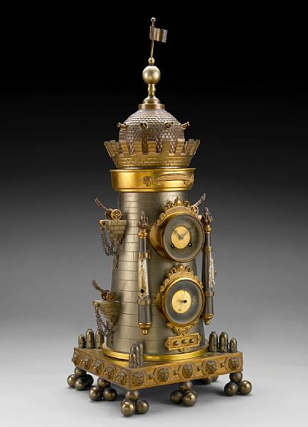 Appraisal: A French gilt bronze and patinated brass novelty automaton weather