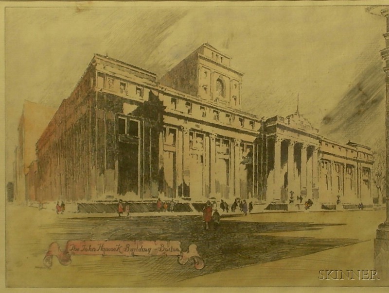 Appraisal: Framed American School Etching of the John Hancock Building Boston