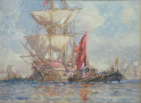 Appraisal: ARTHUR WILDE PARSONS BRITISH - THE ROYAL BARGE Signed oil