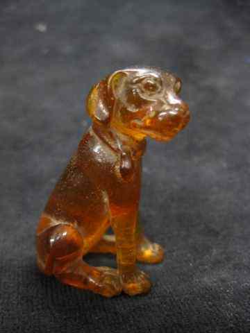 Appraisal: Carved Amber Netsuke of a Seated Dog '' tall excellent