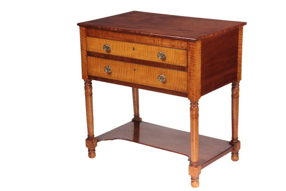 Appraisal: TWO-DRAWER SERVER - th c American Mahogany Server with overhanging