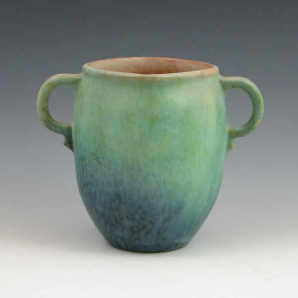 Appraisal: Roseville Earlam handled - '' vase in matte green blue