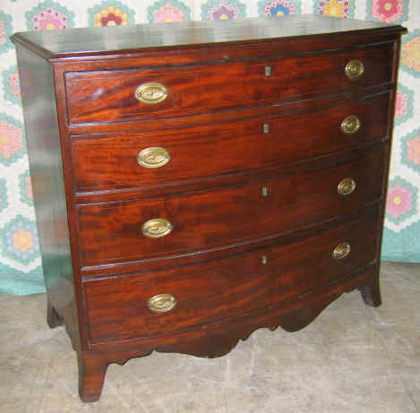 Appraisal: ENGLISH GEORGE III MAHOGANY BOW FRONT CHEST Plain bow front