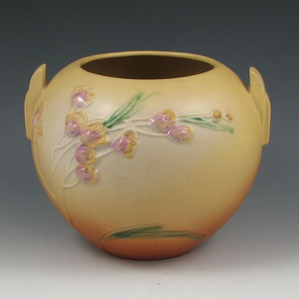 Appraisal: Roseville Ixia rose bowl in yellow and brown Marked Roseville