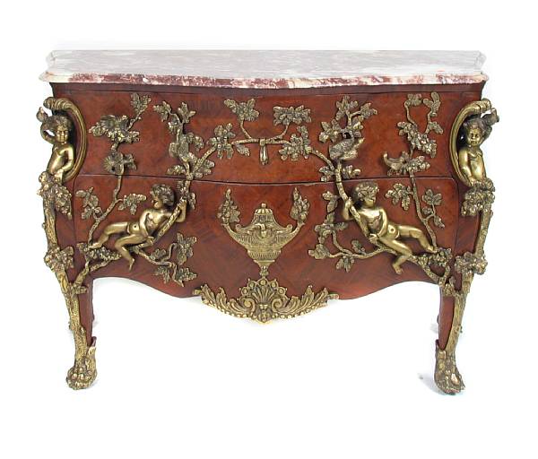 Appraisal: A Louis XV style gilt bronze mounted and marble top