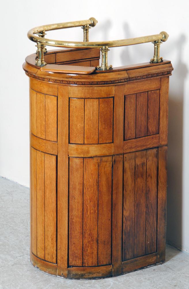 Appraisal: A LATE VICTORIAN PINE WITNESS BOX of rounded flush panelled