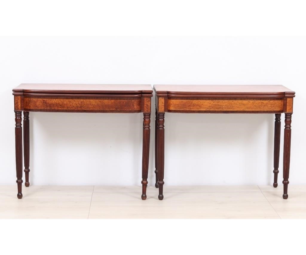 Appraisal: Pair of New England South Shore Sheraton card tables circa