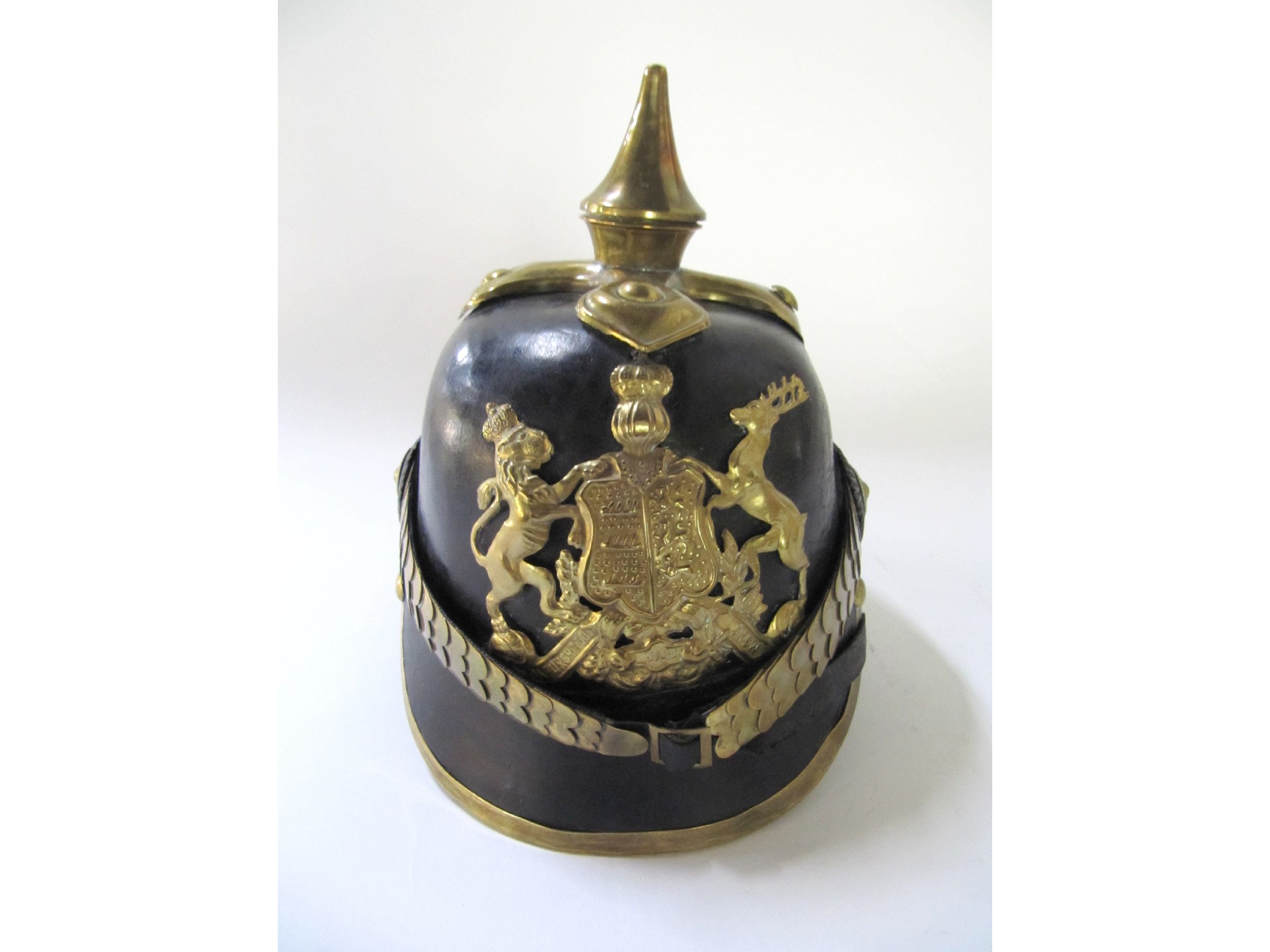 Appraisal: A picklehaub style helmet with brass decoration