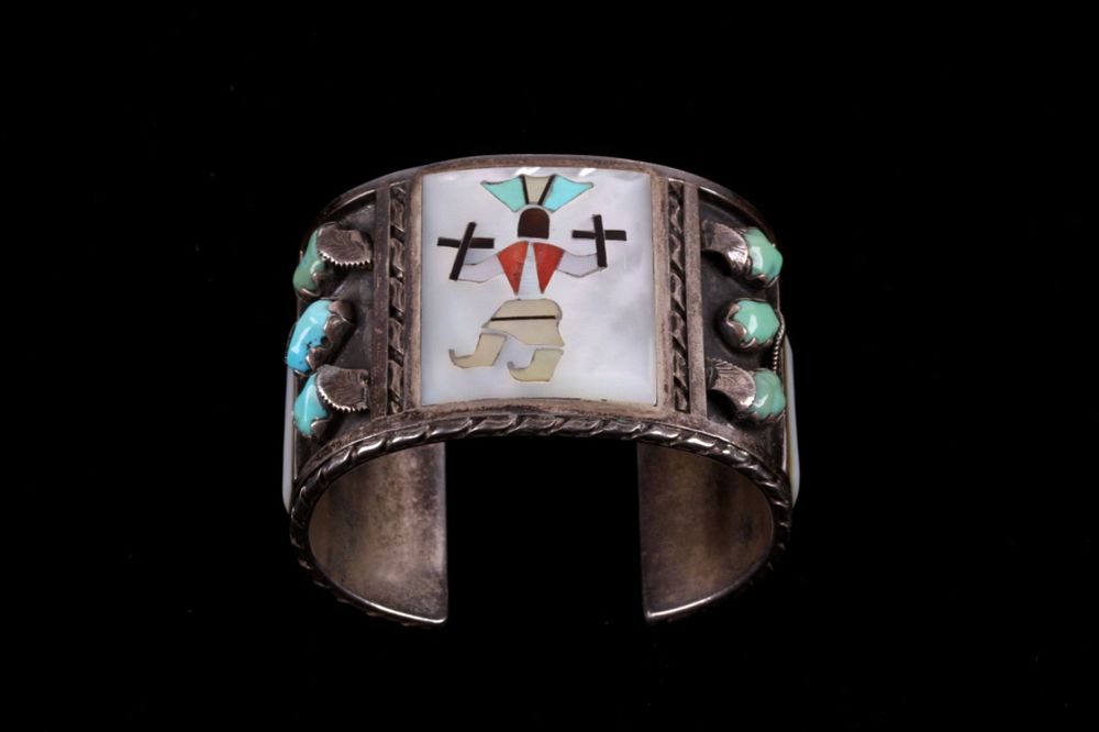 Appraisal: Zuni New Mexico F Panteah Inlaid Kachina Bracelet Featured in