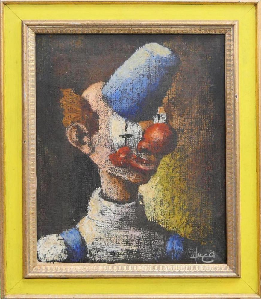 Appraisal: SIGNED CLOWN PORTRAIT OIL PAINTING ON CANVAS Oil painting on