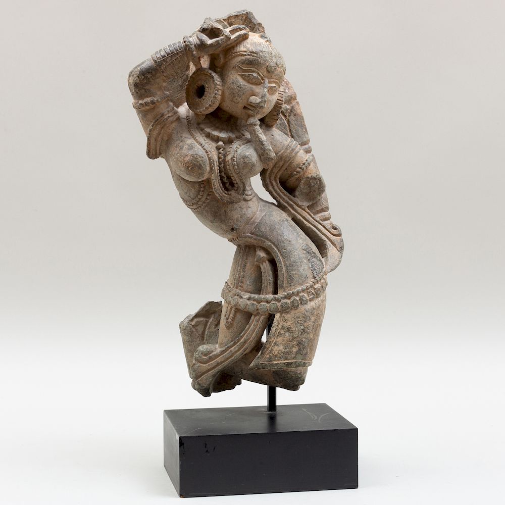 Appraisal: Indian Grey Stone Figure of a Woman Indian Grey Stone