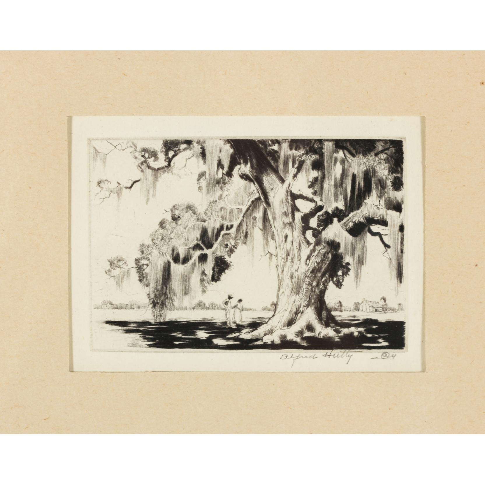 Appraisal: Alfred Hutty SC - Edisto Live Oak drypoint etching on