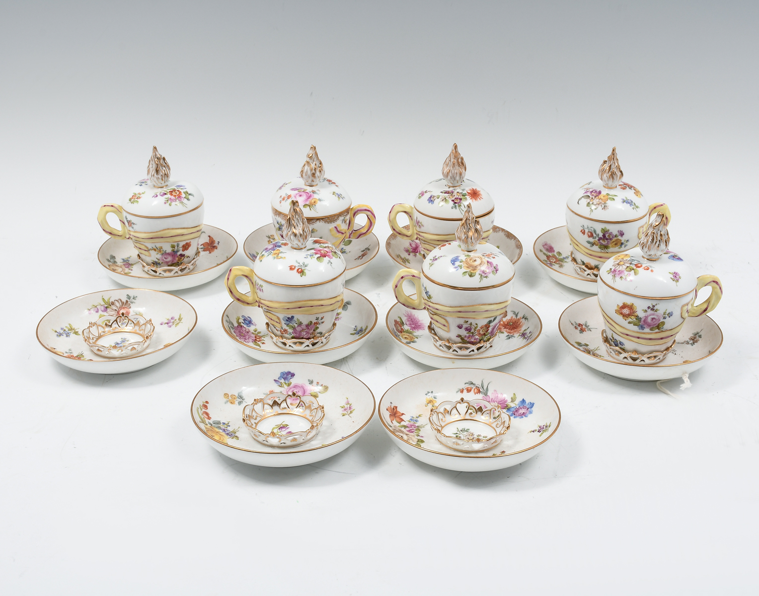 Appraisal: PC KPM PORCELAIN COFFEE SET - Teacup saucers - Lidded