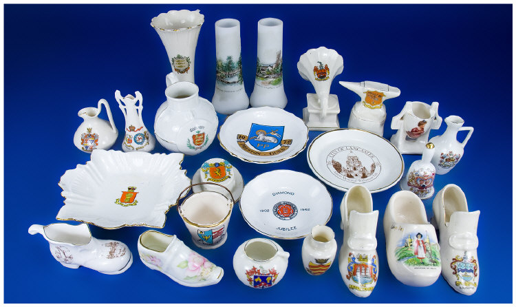 Appraisal: Collection Of Crested Ware including vases jugs shoes plates bell