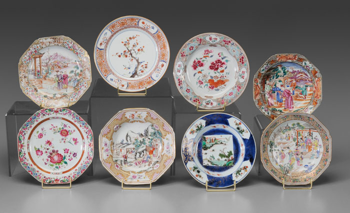 Appraisal: Eight Pieces Export Porcelain Chinese th century one mandarin palette