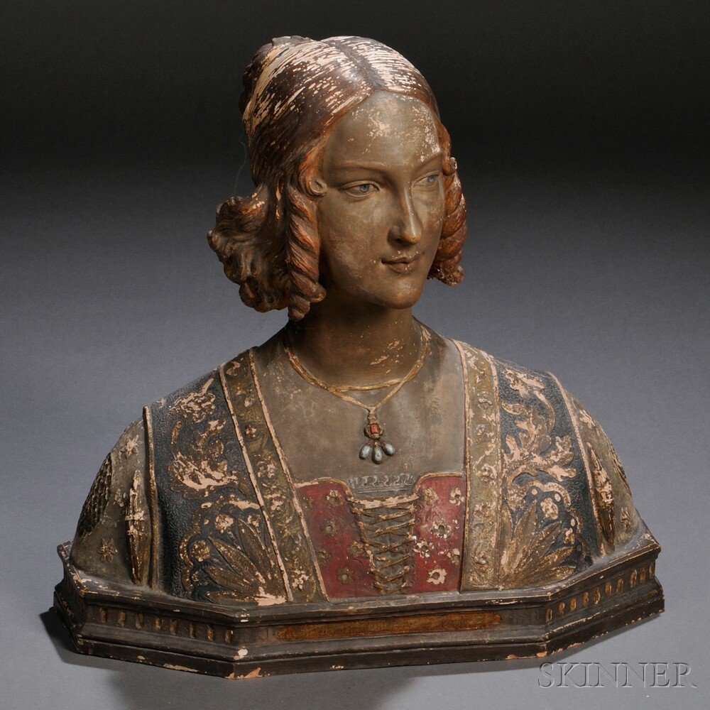 Appraisal: Painted Terra-cotta Bust of a Renaissance-style Woman th century depicted