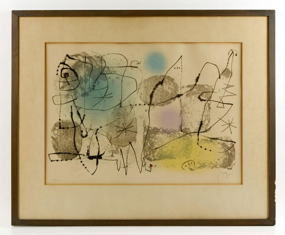 Appraisal: - Miro Abstract Lithograph Joan Miro - abstract lithograph on