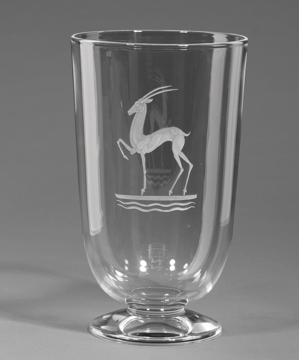 Appraisal: Steuben Glass Heritage Gazelle Vase designed by Sidney Waugh in