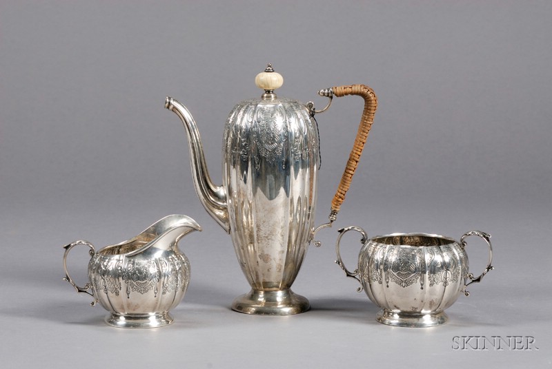 Appraisal: Concord Silver Co Three-Piece Sterling Demitasse Set - comprising elongated