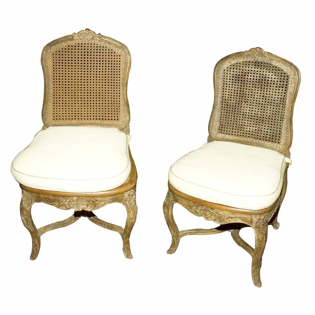 Appraisal: Pair of Louis XV Walnut Chaises a la Reine Mid