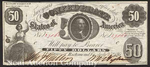 Appraisal: Confederate Currency T- Richmond Issue July th Plate C thin