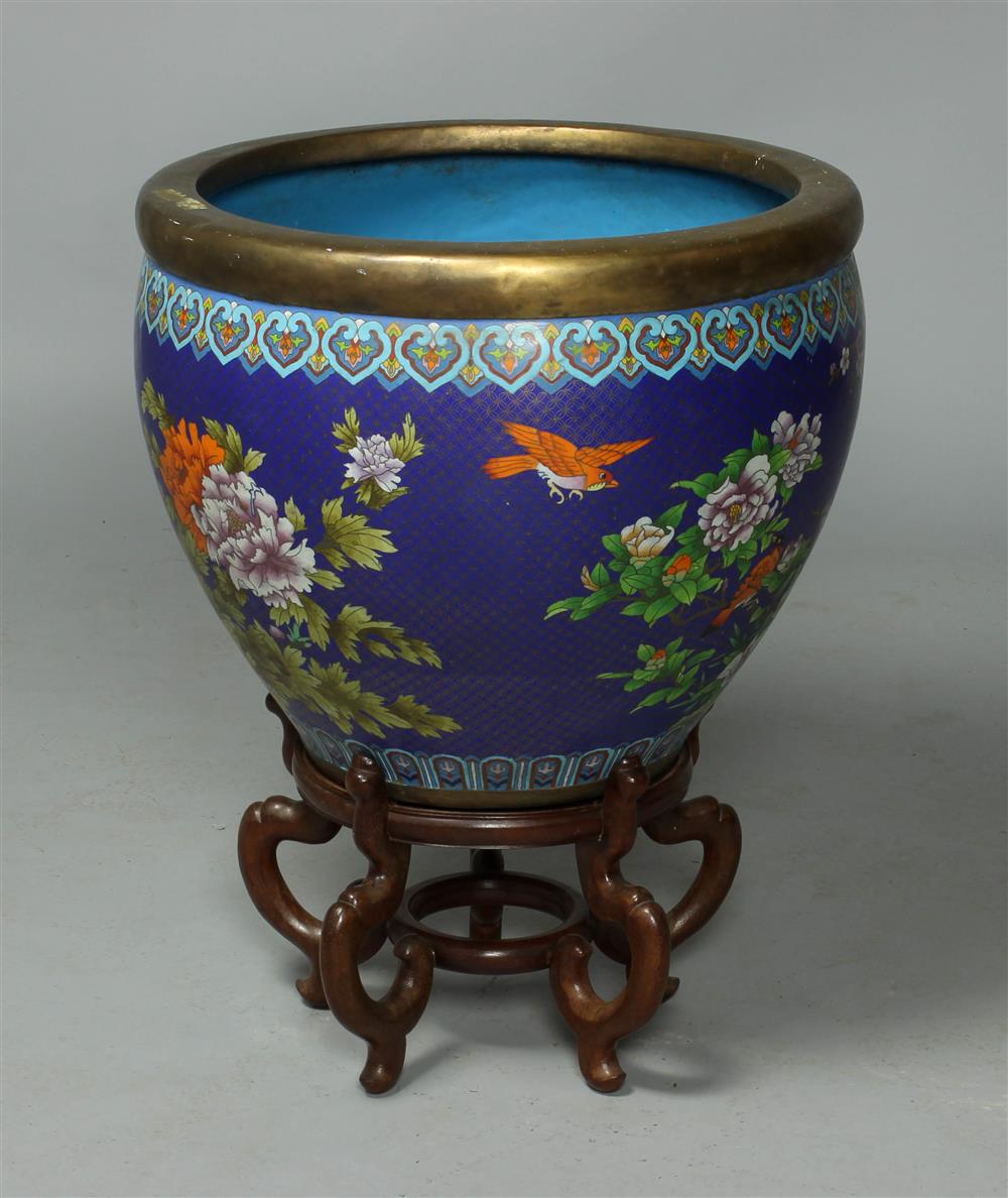 Appraisal: LARGE CHINESE CLOISONNE ENAMEL JARDINIERE FIRST HALF TH CENTURY of