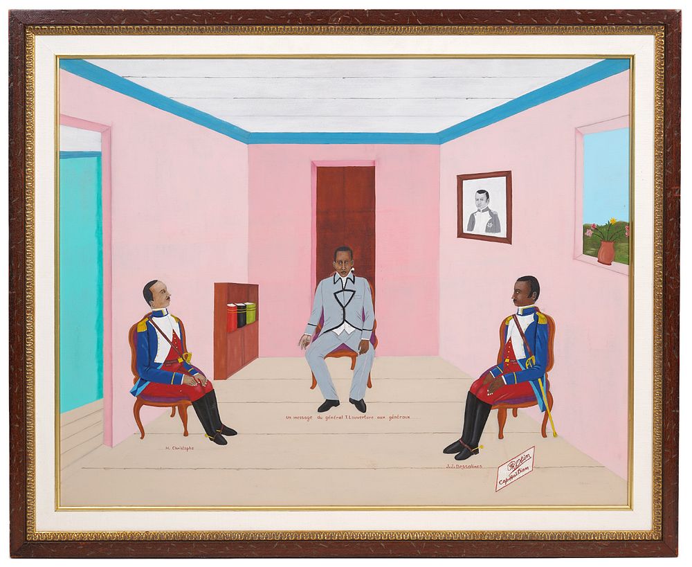 Appraisal: Philome Obin Painting 'Meeting of the Generals' Philome Obin Haitian