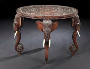 Appraisal: Anglo-Indian Carved Rosewood Occasional Table late th century the oval