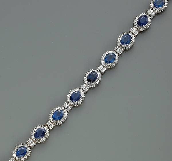 Appraisal: A sapphire and diamond bracelet estimated total diamond weight carats