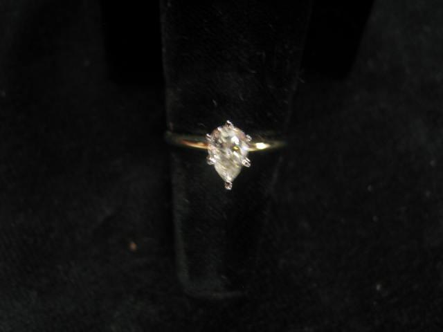 Appraisal: Diamond Solitaire Ring pear shape carat k yellow gold with