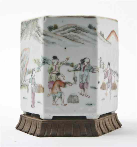 Appraisal: A Chinese Porcelain Vase of hexagonal form with famille rose