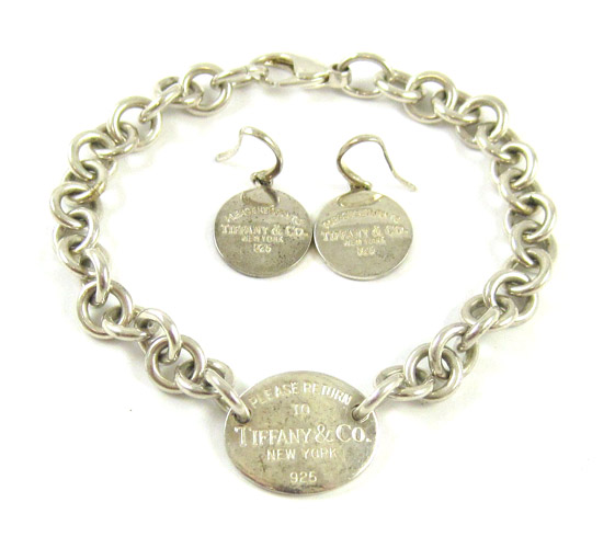 Appraisal: TIFFANY CO BRACELET AND EARRINGS the - inch sterling silver