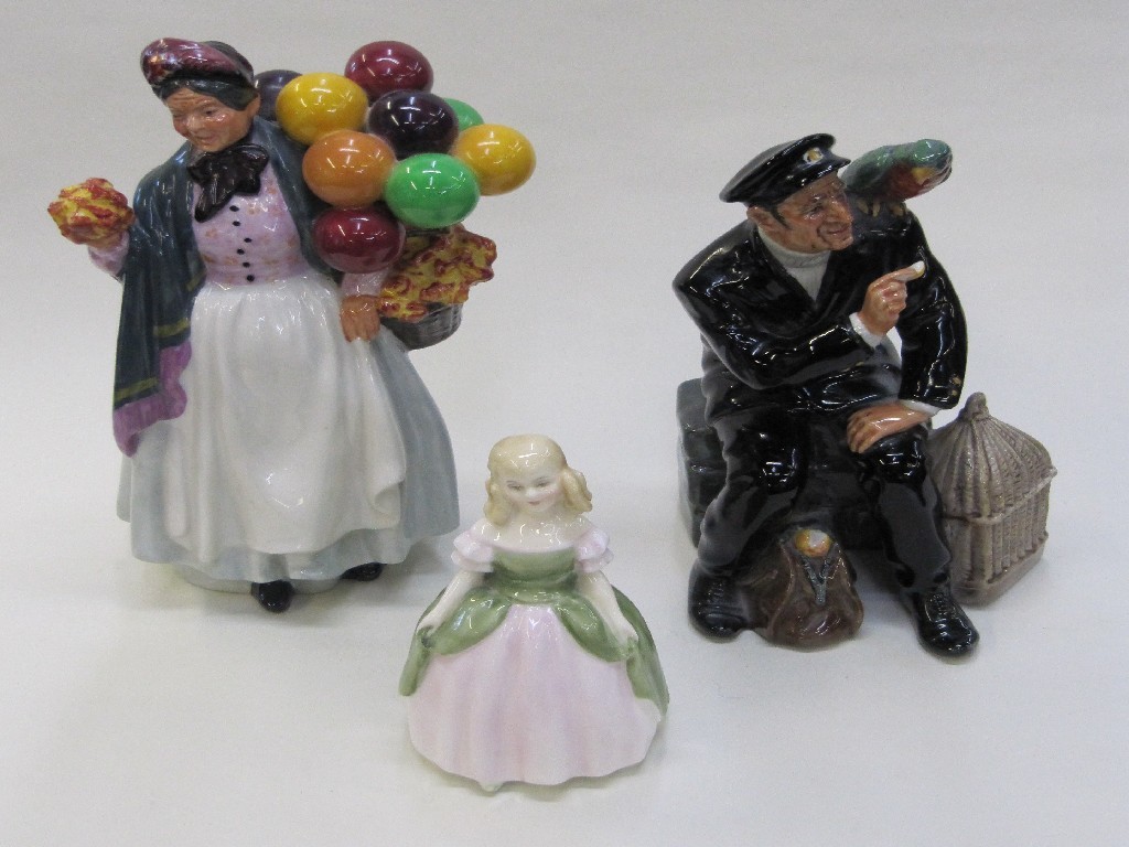 Appraisal: Three Royal Doulton figures 'Biddy Pennyfarthing' HN 'Shore Leave' HN