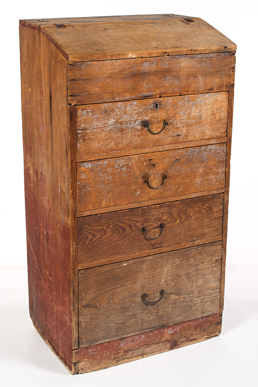 Appraisal: PRIMITIVE CLERK'S DESK WITH FOUR DRAWERS American mid th century